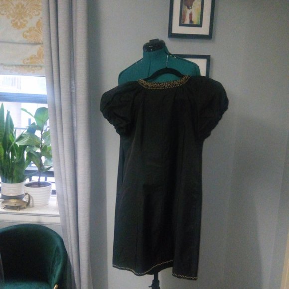 Narciso Lang Beaded A-line Puff Sleeve Mini Dress in Black Sz L NWT - Picture 7 of 16